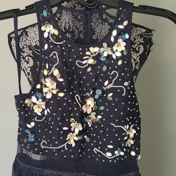 Sequin Hearts Sleeveless Embellished A-Line Gown-NAVY-7 - Picture 7 of 11